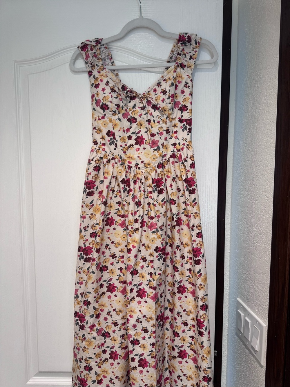 100% Cotton Bra-Free Cap Sleeve Dipped Waist Midi Dress